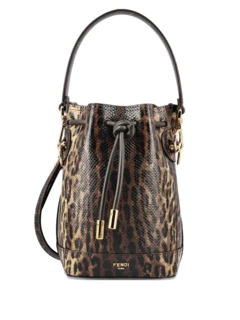 drawstring-closure leopard-print bucket bag by FENDI