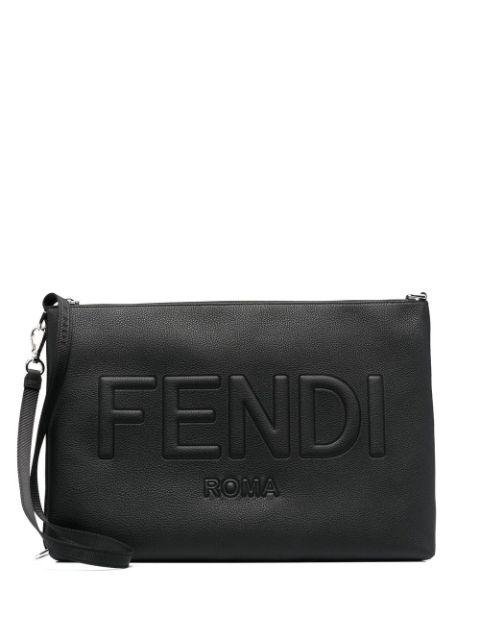 embossed-logo clutch bag by FENDI