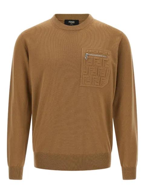 embossed-pocket wool sweater by FENDI