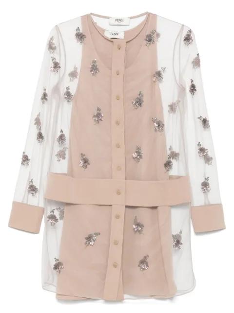 embroidered tulle mini dress by FENDI