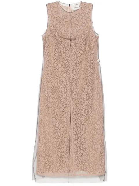 floral-lace midi dress by FENDI