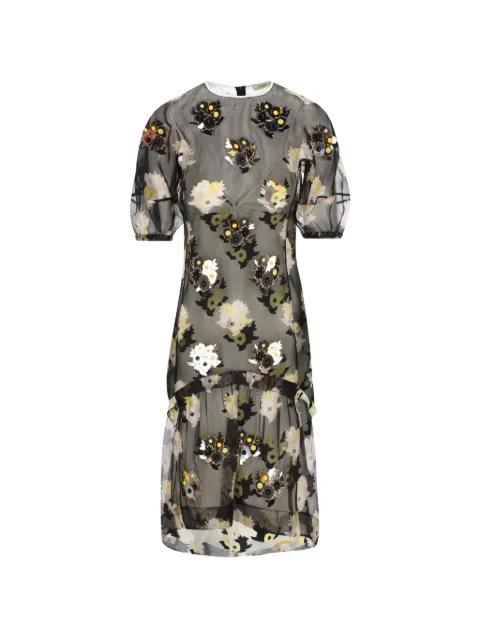 floral-print silk midi dress by FENDI