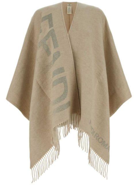 fringed detailed poncho by FENDI