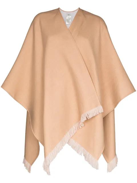 fringed logo poncho by FENDI
