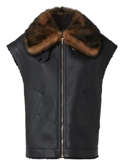 fur-collar zip gilet by FENDI