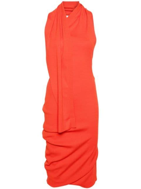halterneck asymmetric midi dress by FENDI