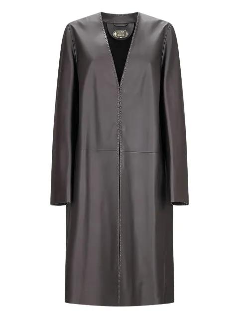 leather stitched-detail coat by FENDI