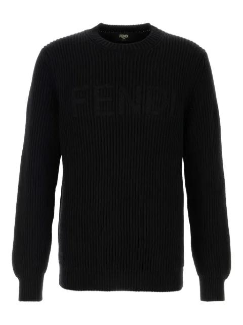 logo-embellishment ribbed-knit sweater by FENDI