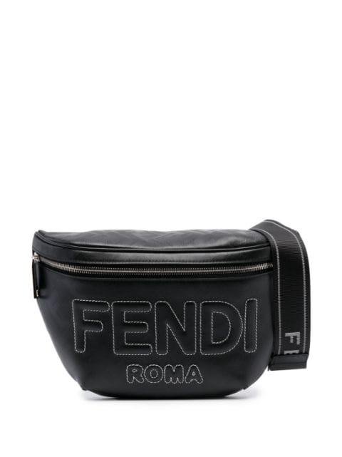 logo-embossed leather belt bag by FENDI