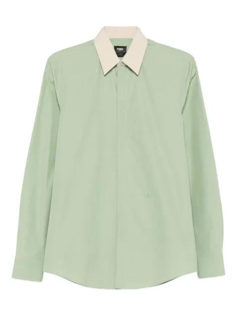 logo-embroidered contrast-collar shirt by FENDI