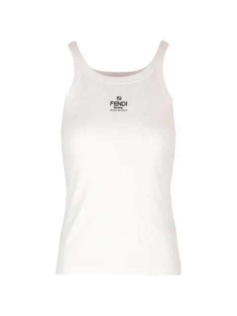 logo-embroidered ribbed tank top by FENDI