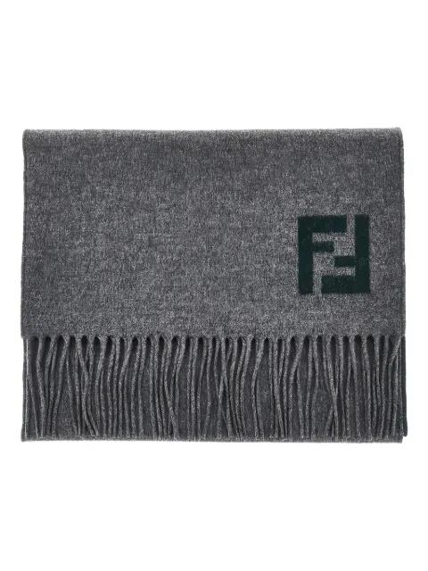 logo fringed scarf by FENDI