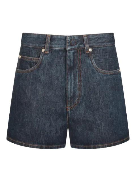 logo-patch denim shorts by FENDI