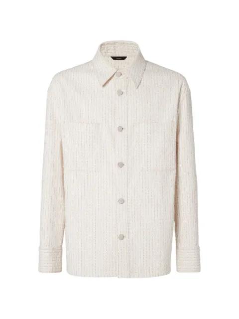 logo-patch striped shirt by FENDI