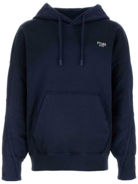 logo-plaque distressed hoodie by FENDI