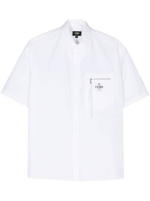 logo-print cotton shirt by FENDI