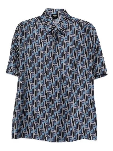 logo-print silk shirt by FENDI