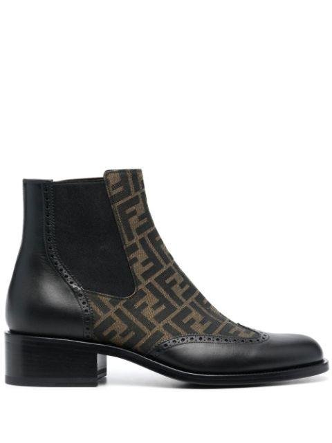 monogram-pattern leather ankle boots by FENDI