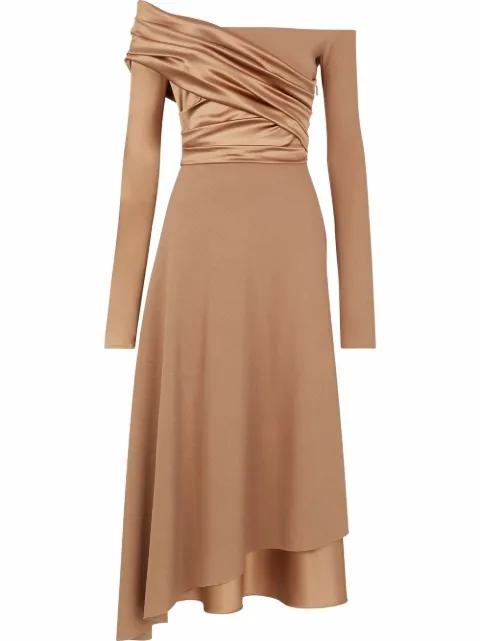 off-shoulder ruched dress by FENDI