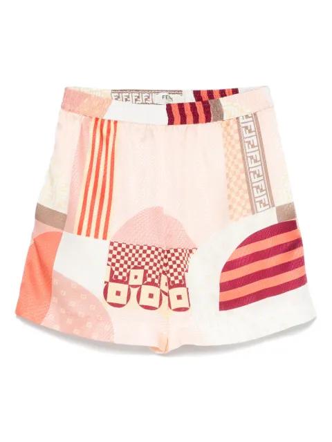 patchwork-print silk shorts by FENDI