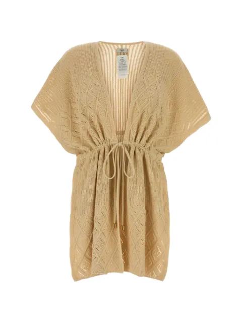 pointelle-knit drawstring poncho by FENDI