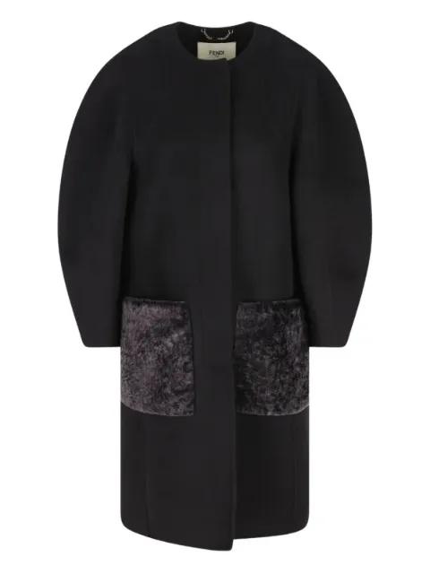 puff-sleeve velvet-pocket coat by FENDI