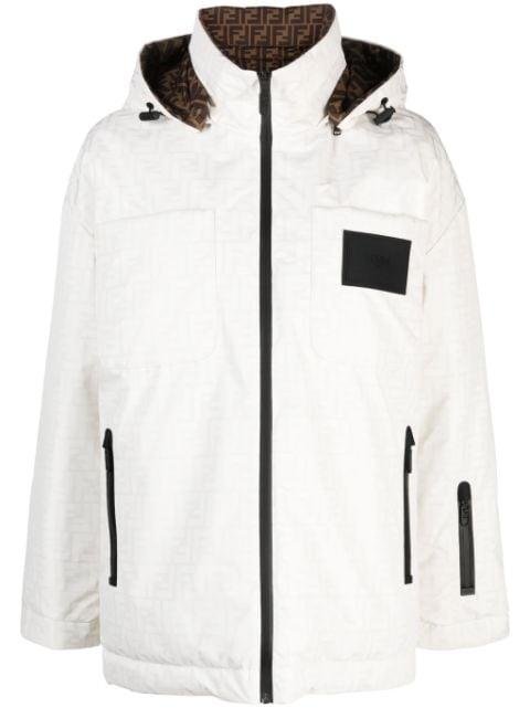 reversible detachable-hood ski jacket by FENDI