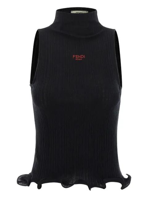 ruffled high-neck top by FENDI