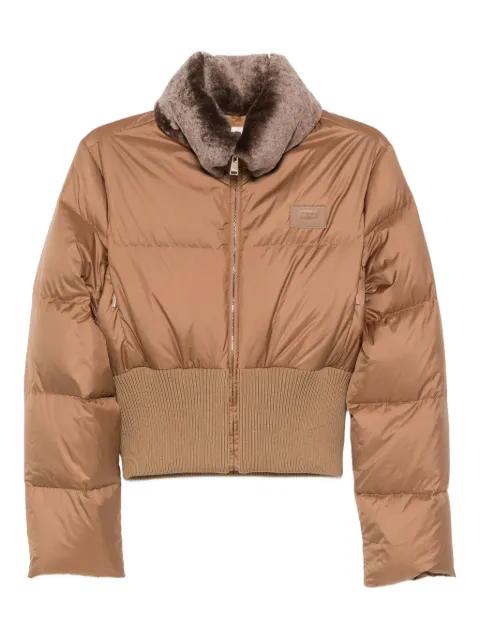 shearling-collar padded jacket by FENDI