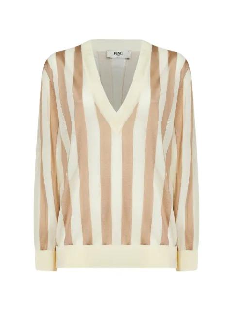 striped V-neck sweater by FENDI