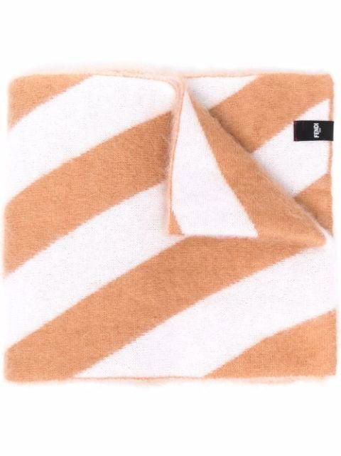 striped mohair-blend scarf by FENDI