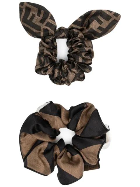 two-pack logo scrunchies by FENDI
