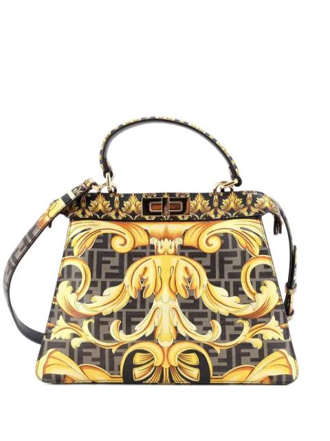 x Versace Fendace ISeeU Peekaboo Bag Printed Laminated Leather Medium satchel by FENDI