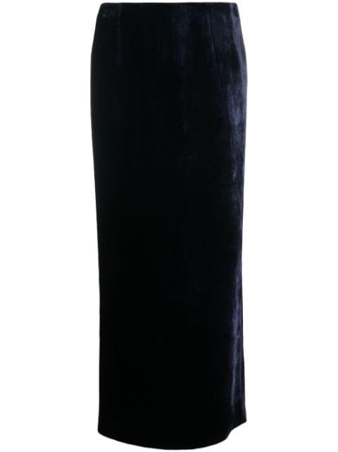 zip-embellished velvet maxi skirt by FENDI
