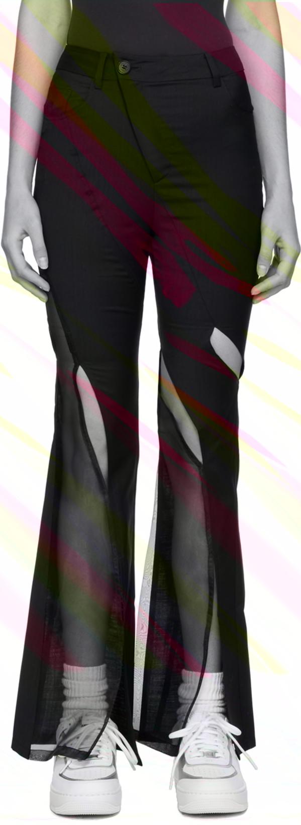 Black Cutout Trousers by FENG CHEN WANG