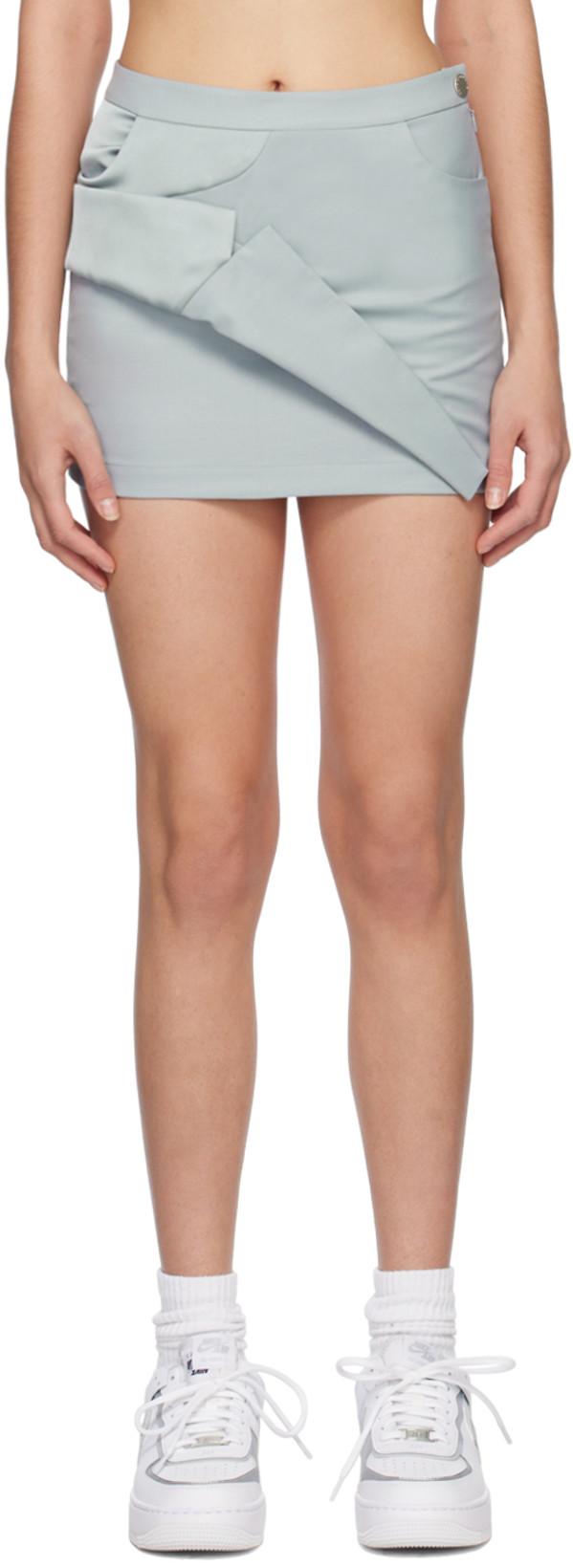 Gray Asymmetric Miniskirt by FENG CHEN WANG