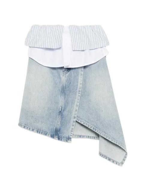 asymmetric panelled denim skirt by FENG CHEN WANG