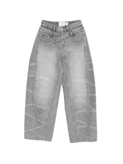 asymmetric-waistband jeans by FENG CHEN WANG