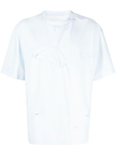 double-layer distressed effect T-shirt by FENG CHEN WANG