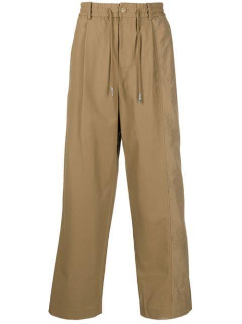 embroidered-panel drawstring trousers by FENG CHEN WANG