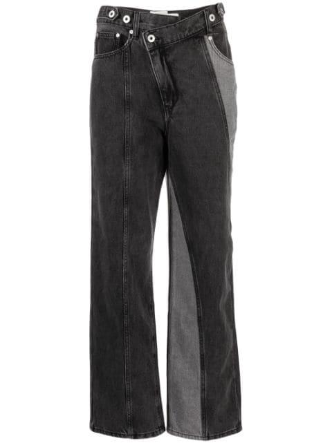 logo-patch cotton straight-leg trousers by FENG CHEN WANG