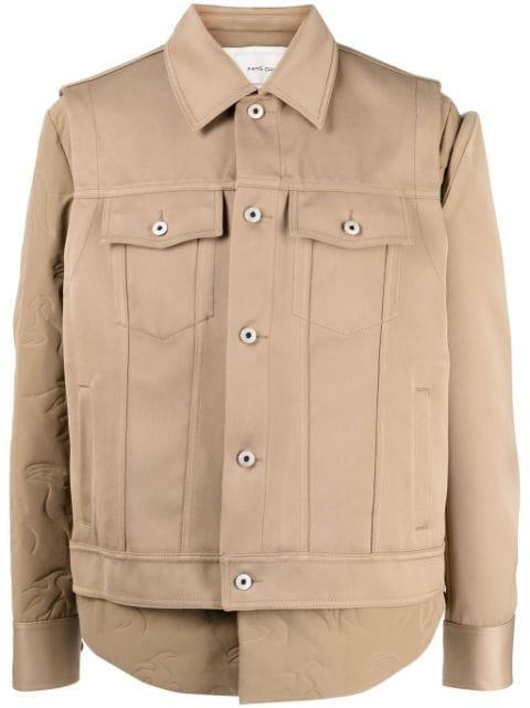 logo-patch long-sleeve jacket by FENG CHEN WANG