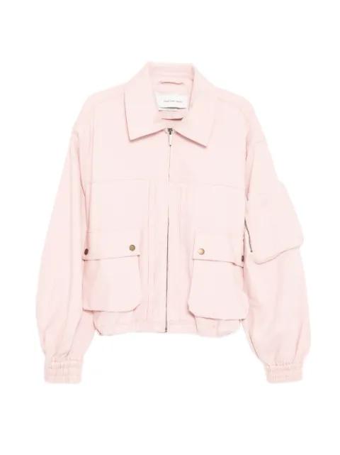 logo-patched long-sleeve bomber jacket by FENG CHEN WANG