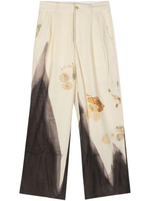 natural-dye straight-leg trousers by FENG CHEN WANG