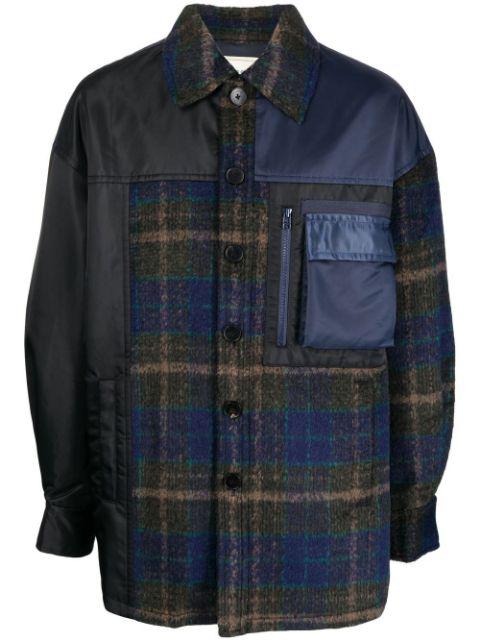 panelled plaid button-up jacket by FENG CHEN WANG