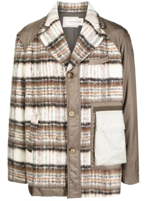 plaid panelled button-up coat by FENG CHEN WANG