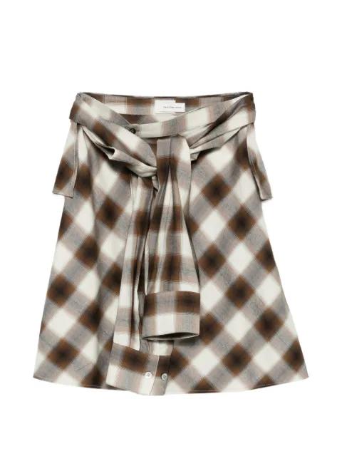 plaid-pattern tie-fastening mini skirt by FENG CHEN WANG