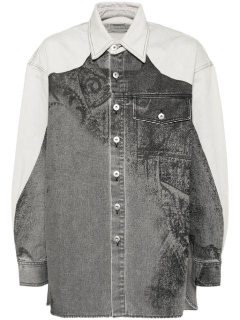 printed denim jacket by FENG CHEN WANG