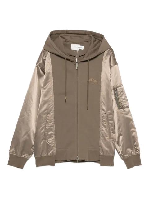 satin-panel hoodied jacket by FENG CHEN WANG