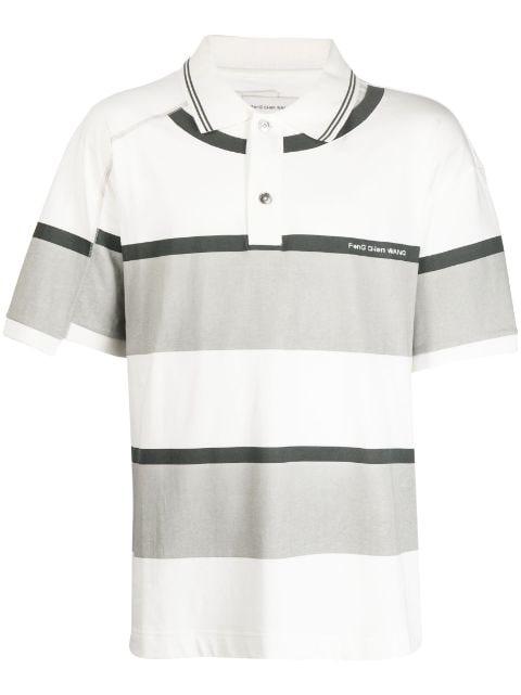 striped cotton polo shirt by FENG CHEN WANG